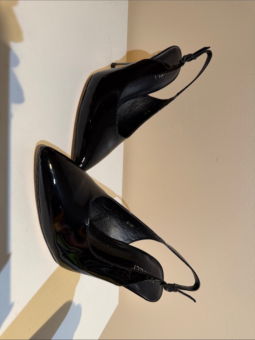 Van Eli Black Patent Slingback Pointed-Toe Pumps
